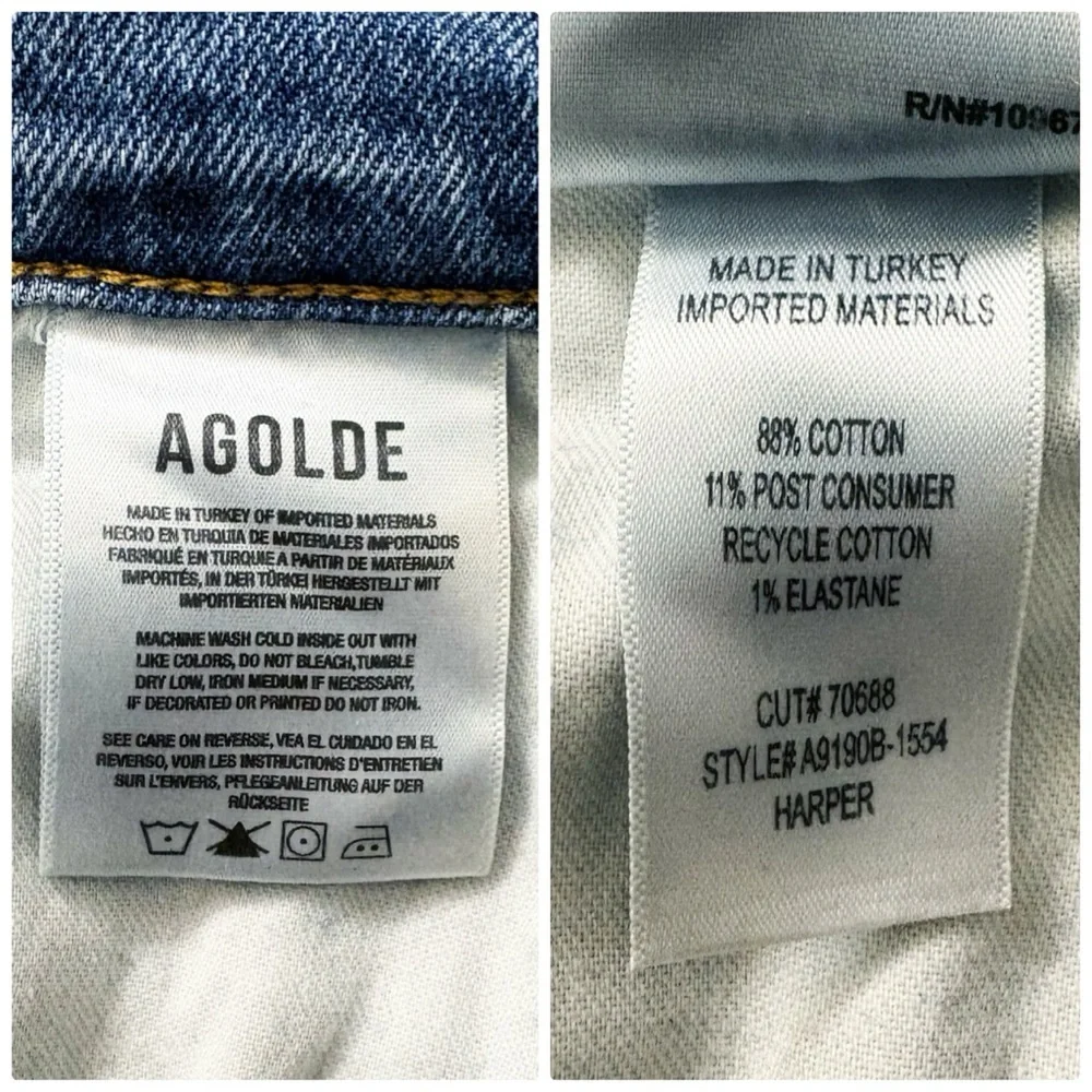 Agolde Harper Crop Mid-Rise Wide Straight Leg Jeans in Hassle - Picture 11 of 11